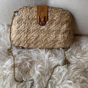 Vintage Sanger Harris wicker purse leather lining